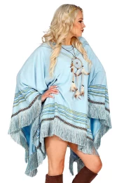Azure Suede Look Poncho 42932 (Thumb 4)