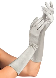 Αποκριάτικα Γάντια Satin Elastane Ασημί 40cm 14419 (Thumb 1)