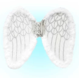 Φτερά Αγγέλου Άσπρα με Glitter και Μαραμπού 52x42cm 318174 (Thumb 2)