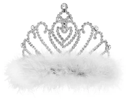 Αποκριάτικη Τιάρα Ασημί με Μαραμπού Deluxe 318190 (Thumb 3)