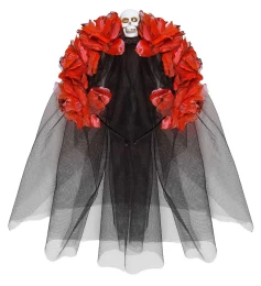 Αποκριάτικη Στέκα με Κόκκινα Λουλούδια και Βέλο 04133 (Thumb 2)