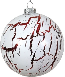 Άσπρη Γυάλινη Χριστουγεννιάτικη Μπάλα 8cm 176560 (Thumb 1)