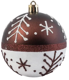 Καφέ - Άσπρο Χριστουγεννιάτικη Μπάλα 8cm 223967a (Thumb 1)
