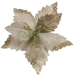 Χριστουγεννιάτικο Διακοσμητικό Λουλούδι Κρεμ 29cm 237560 (Thumb 1)