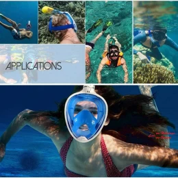 Μάσκα Θαλάσσης Full Face Μαύρη με Βάση για Action Camera Free Breath M2068G L-XL 88495 (Thumb 2)