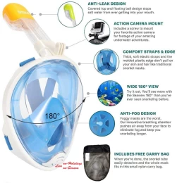 Μάσκα Θαλάσσης Full Face Μαύρη με Βάση για Action Camera Free Breath M2068G L-XL 88495 (Thumb 4)