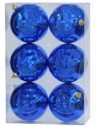 Σετ 6 Τεμάχια Χριστουγεννιάτικες Μπάλες Μπλέ 10cm 232809 (Thumb 1)
