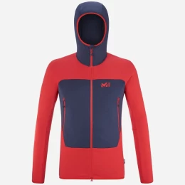 Ζακέτα ορειβασίας ανδρική fleece Millet FUSION GRID HOODIE M /Red (Thumb 1)