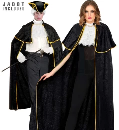 Αποκριάτικη Μαύρη Κάπα Venetian Cape with Jabot 142cm 3579J - 318862 (Thumb 1)