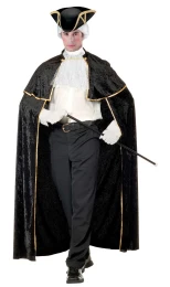 Αποκριάτικη Μαύρη Κάπα Venetian Cape with Jabot 142cm 3579J - 318862 (Thumb 2)