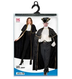 Αποκριάτικη Μαύρη Κάπα Venetian Cape with Jabot 142cm 3579J - 318862 (Thumb 4)