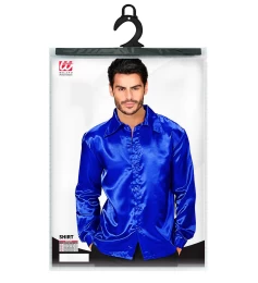 Αποκριάτικο Satin Πουκάμισο 70s Μπλέ 22023 (Thumb 4)