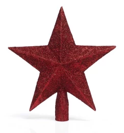 Χριστουγεννιάτικη Κορυφή Δέντρου Κόκκινη με Glitter 20cm 237526 (Thumb 1)