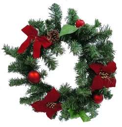 Χριστουγεννιάτικο Κόκκινο Στεφάνι Στολισμένο 40cm 238053 (Thumb 1)