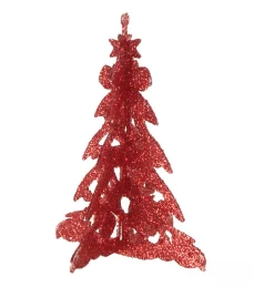 Χριστουγεννιάτικο Στολίδι Δέντρο 3D Κόκκινο Glitter 11cm 30120 (Thumb 1)