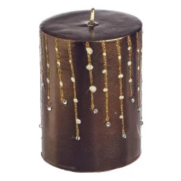 JΚ Home Décor - Κερί Κύλινδρος Καφέ 8x10cm (Thumb 1)