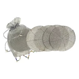 JΚ Home Décor - Χάντρινο Σουβέρ S/4 σε Πουγκί Ασημί (Thumb 1)