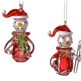 JΚ Home Décor - Χιονάνθρωπος Γυάλινος S/2 8cm (Thumb 1)
