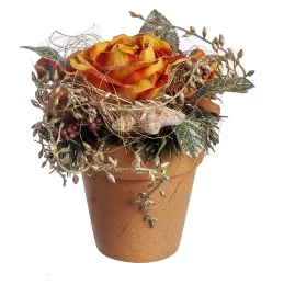 JΚ Home Décor - Γλαστράκι με Τριαντάφυλλο Χρυσό 12cm (Thumb 1)