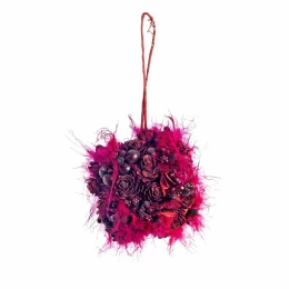 JΚ Home Décor - Μπάλα Μπορντώ με Φτερά 8cm (Thumb 1)