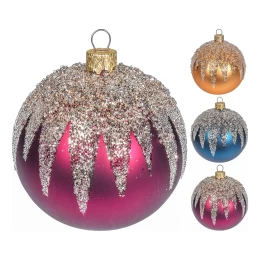 JΚ Home Décor - Μπάλα Γυάλινη Ματ 3Σχδ με Glitter 8cm (Thumb 1)