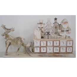 JΚ Home Décor - Ελάφι Ξύλινο με Έλκηθρο & Ημερολόγιο 44x7x23cm (Thumb 1)