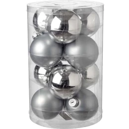 JΚ Home Décor - Μπάλα Γυάλινη Χριστουγέννων Ασημί S/12 8cm (Thumb 1)