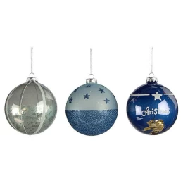 JΚ Home Décor - Μπάλα Γυάλινη Mπλε 3Σχδ 10cm (Thumb 1)