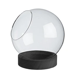 JΚ Home Décor - Γυάλα με Άνοιγμα σε Ξύλινη Βάση Μαύρη 18x18cm (Thumb 1)