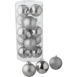 JΚ Home Décor - Μπάλες Γυάλινες Χριστουγέννων Ασημί S/12 8cm (Thumb 1)