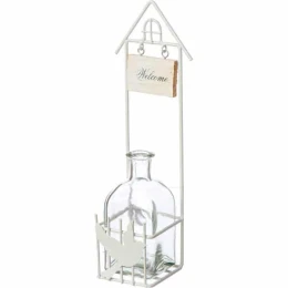 JΚ Home Décor - Βάση Μεταλλική Λευκή με Γυαλάκι 7x8x30cm (Thumb 1)