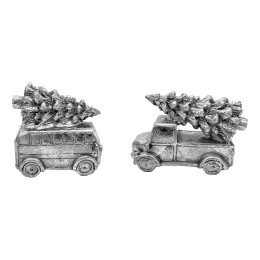 JΚ Home Décor - Αμάξι Ασημί 2Σχδ 9cm (Thumb 1)