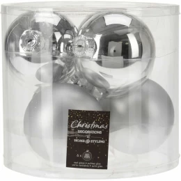 JΚ Home Décor - Μπάλα Γυάλινη Ασημί S/6 8cm (Thumb 1)