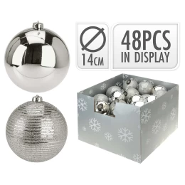 JΚ Home Décor - Μπάλα Πλαστική Ασημί 2Σχδ 14cm (Thumb 1)