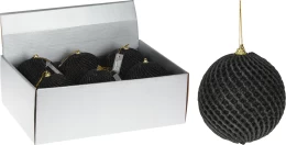 JΚ Home Décor - Μπάλα Μαύρη με Glitter 12cm (Thumb 1)