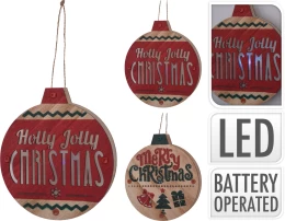 JΚ Home Décor - Στολίδι Μπάλα LED Ξύλινο 15cm 2Σχδ (Thumb 1)