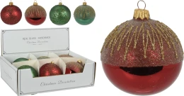JΚ Home Décor - Μπάλα Γυάλινη με Glitter 10cm 4Σχδ (Thumb 1)