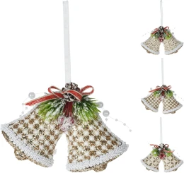 JΚ Home Décor - Στολίδι Καμπάνα Χρυσό με Δαντέλα 14cm 3Σχδ (Thumb 1)