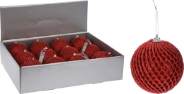 JΚ Home Décor - Μπάλα Κόκκινη Με Glitter 10cm (Thumb 1)