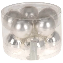 JΚ Home Décor - Μπάλα Γυάλινη S/10 Ασημί 6cm (Thumb 1)
