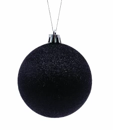 JΚ Home Décor - Μπάλα Πλαστική Μαύρη Με Glitter S/12 6cm (Thumb 1)
