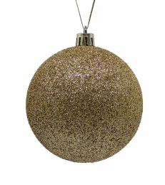 JΚ Home Décor - Μπάλα Πλαστική Χρυσή Με Glitter S/6 8cm (Thumb 1)