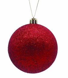 JΚ Home Décor - Μπάλα Πλαστική Κόκκινη Με Glitter S/4 10cm (Thumb 1)