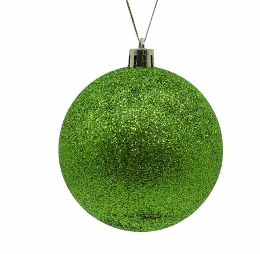 JΚ Home Décor - Μπάλα Πλαστική Πράσινη Με Glitter S/6 8cm (Thumb 1)