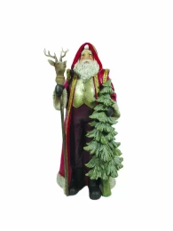 JΚ Home Décor - Άγιος Βασίλης με Δέντρο Πολυρεζίν 25x21x50cm (Thumb 1)