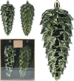 JΚ Home Décor - Κουκουνάρι Κρεμαστό Πλαστικό 14cm S/2 (Thumb 1)
