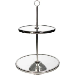 JK Home Décor - Εταζέρα από Σίδερο & Γυαλί Ασημί 26x41cm (Thumb 1)