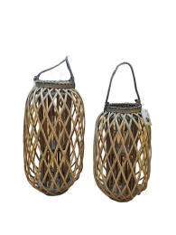 JK Home Décor - Φανάρι Ψάθινο με Κηροπήγιο 29x50cm (Thumb 1)