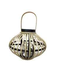 JK Home Décor - Φανάρι Ψάθινο με Κηροπήγιο 35x30cm (Thumb 1)