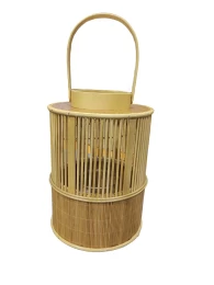 JK Home Décor - Φανάρι Bamboo με Κηροπήγιο 21.5x30cm (Thumb 1)